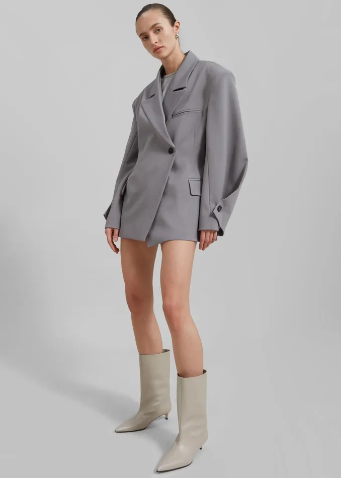 Women Pia Boxy Blazer 8211 Grey The Frankie Shop Outerwear