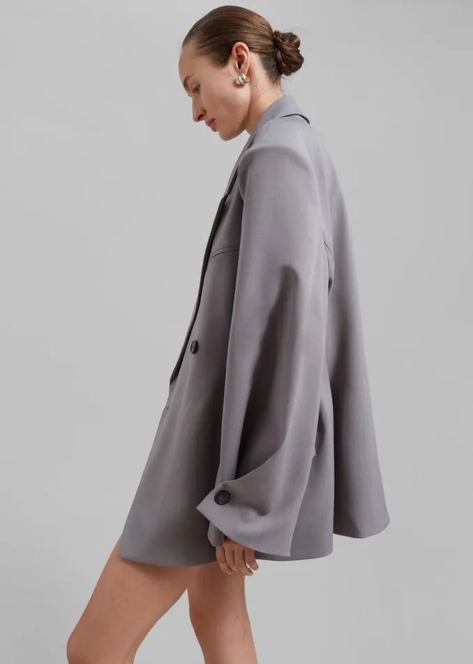 Women Pia Boxy Blazer 8211 Grey The Frankie Shop Outerwear