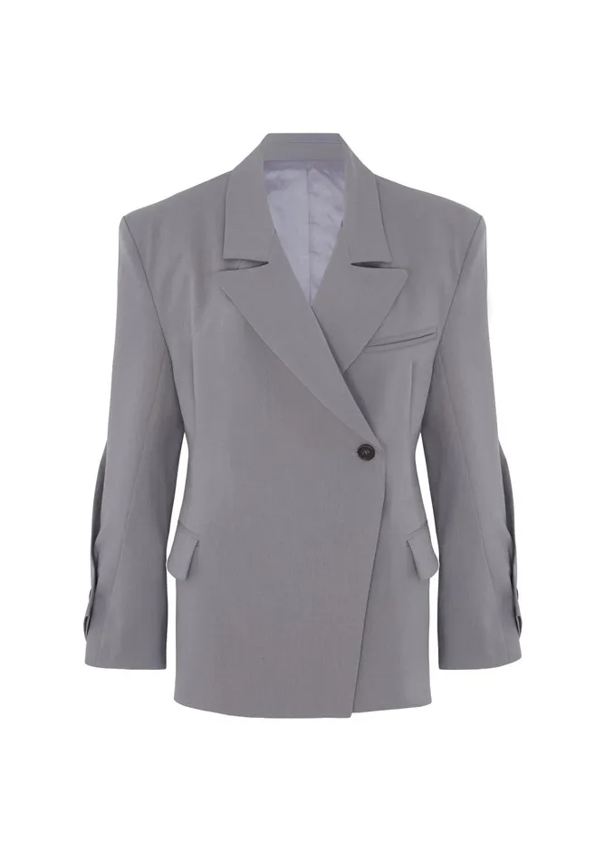 Women Pia Boxy Blazer 8211 Grey The Frankie Shop Outerwear