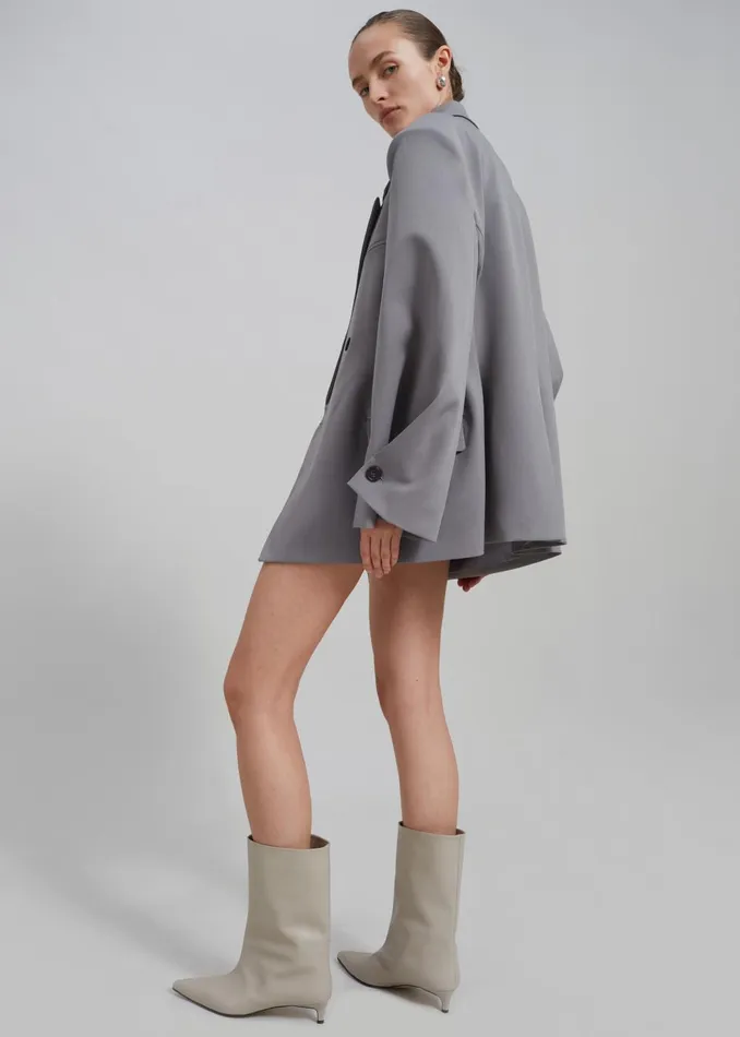 Women Pia Boxy Blazer 8211 Grey The Frankie Shop Outerwear