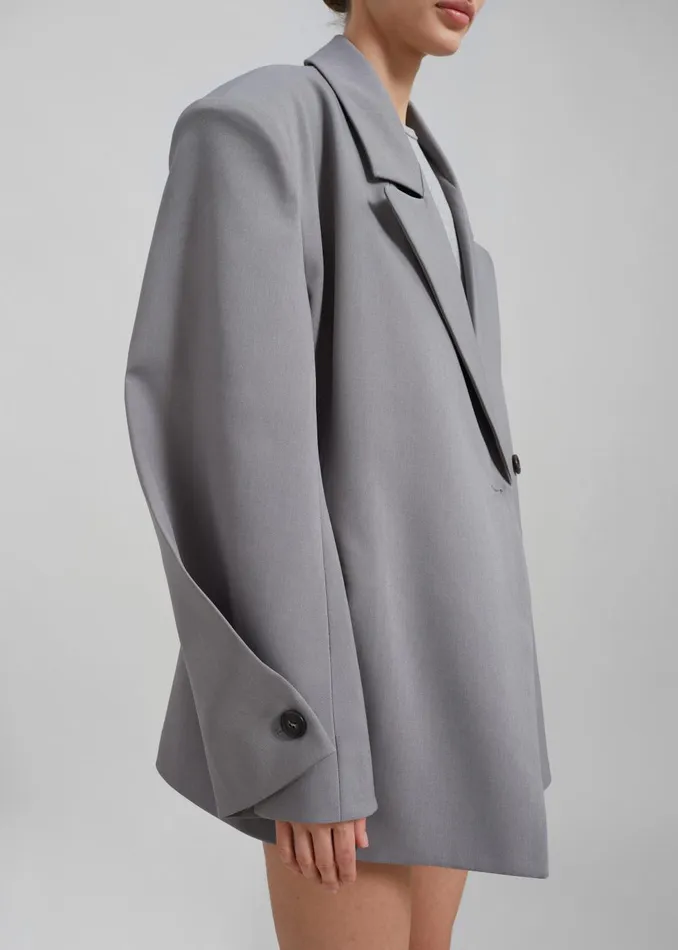 Women Pia Boxy Blazer 8211 Grey The Frankie Shop Outerwear