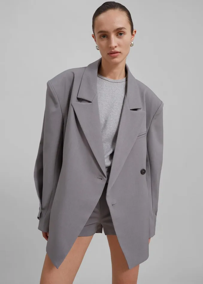 Women Pia Boxy Blazer 8211 Grey The Frankie Shop Outerwear