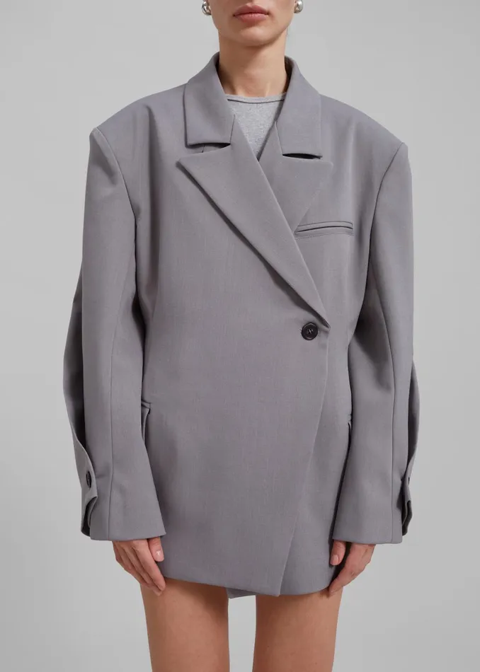 Women Pia Boxy Blazer 8211 Grey The Frankie Shop Outerwear
