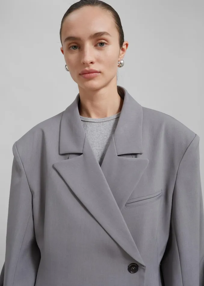 Women Pia Boxy Blazer 8211 Grey The Frankie Shop Outerwear