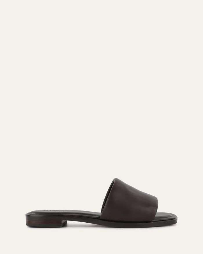 Women Picasso flat slide cacao leather FLAT SANDALS jomercer