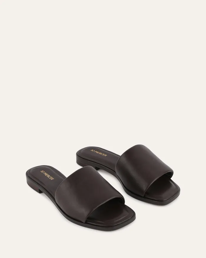 Women Picasso flat slide cacao leather FLAT SANDALS jomercer Women Picasso flat slide cacao leather FLAT SANDALS jomercer