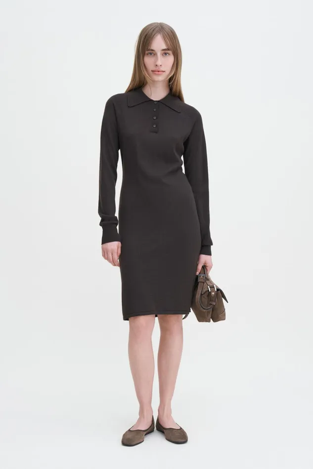 Women Polo Merino Dress Mocha Filippa K Dresses