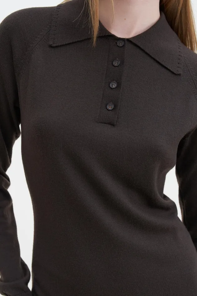Women Polo Merino Dress Mocha Filippa K Dresses