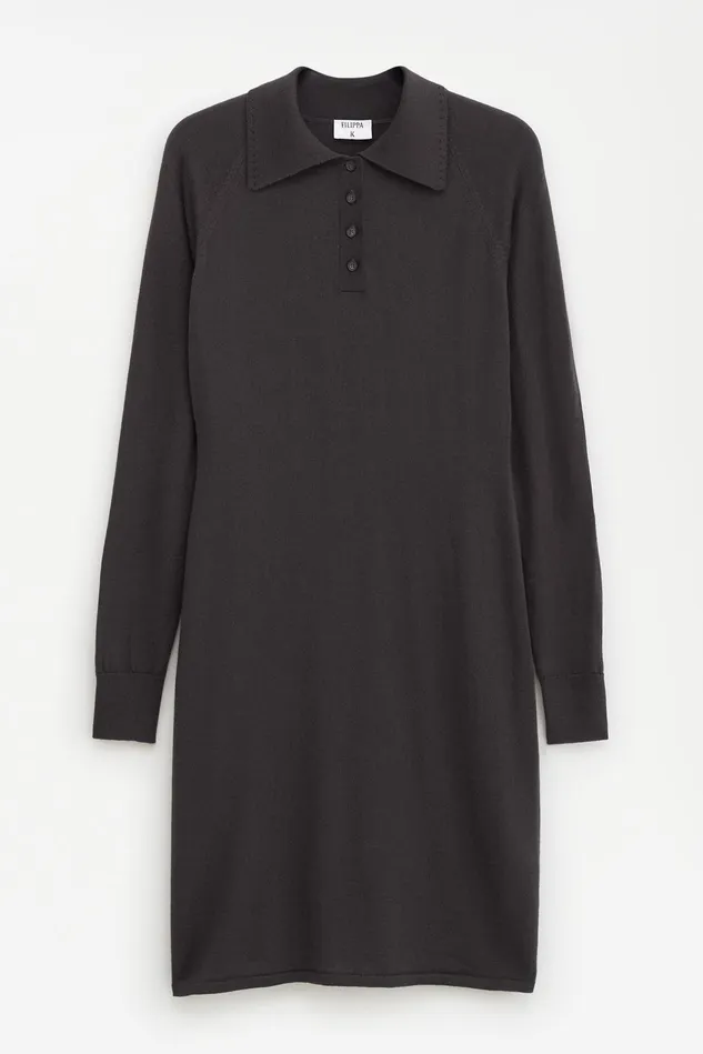 Women Polo Merino Dress Mocha Filippa K Dresses