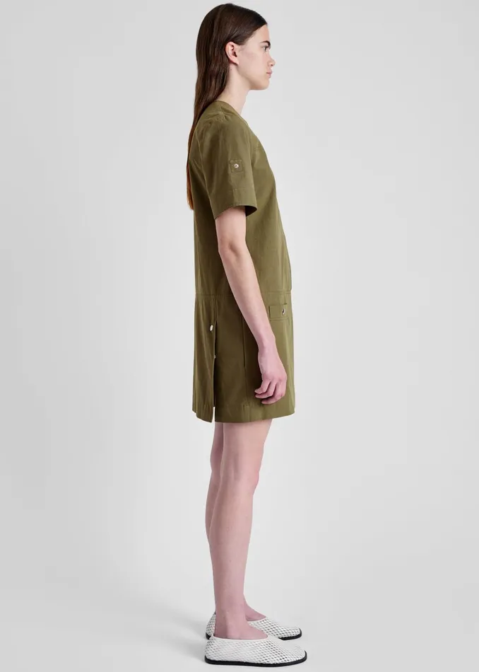 Women Proenza Schouler White Label Watson Dress In Rumpled Cotton 8211 Dark Olive The Frankie Shop Dresses