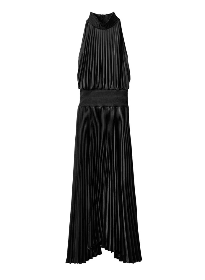 Women Renzo Matte Pleated Dress Black ALC Dresses