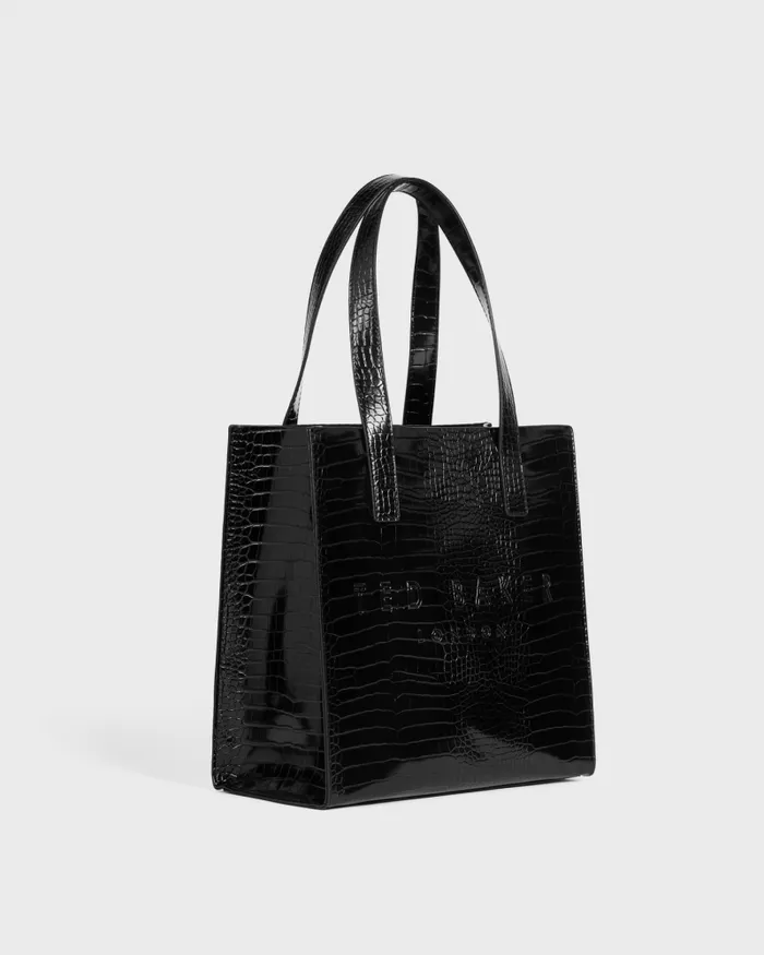 Women REPTCON 8211 Croc Detail Small Icon Bag Black Ted Baker Tote Bags