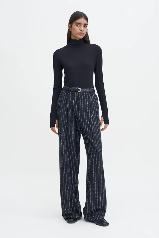 Women Rib Mock Neck Top Black Filippa K Tops