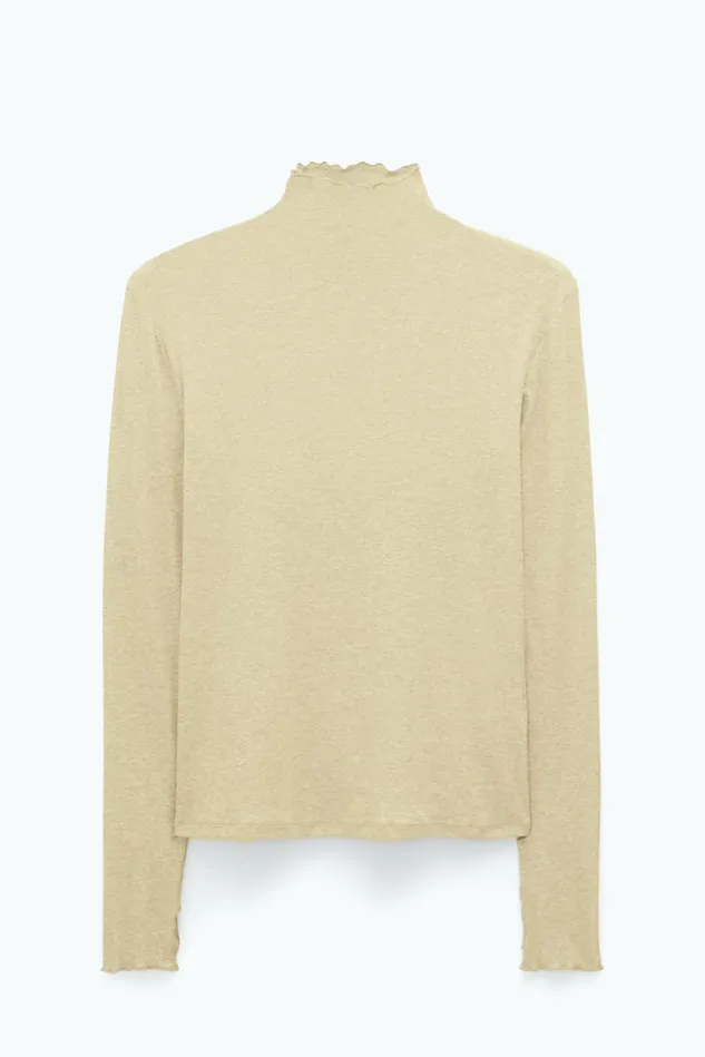 Women Rib Mock Neck Top Matcha Green Filippa K Tops