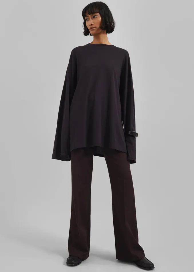 Women Rio Oversized Sleeve Tee 8211 Dark Plum The Frankie Shop Tops