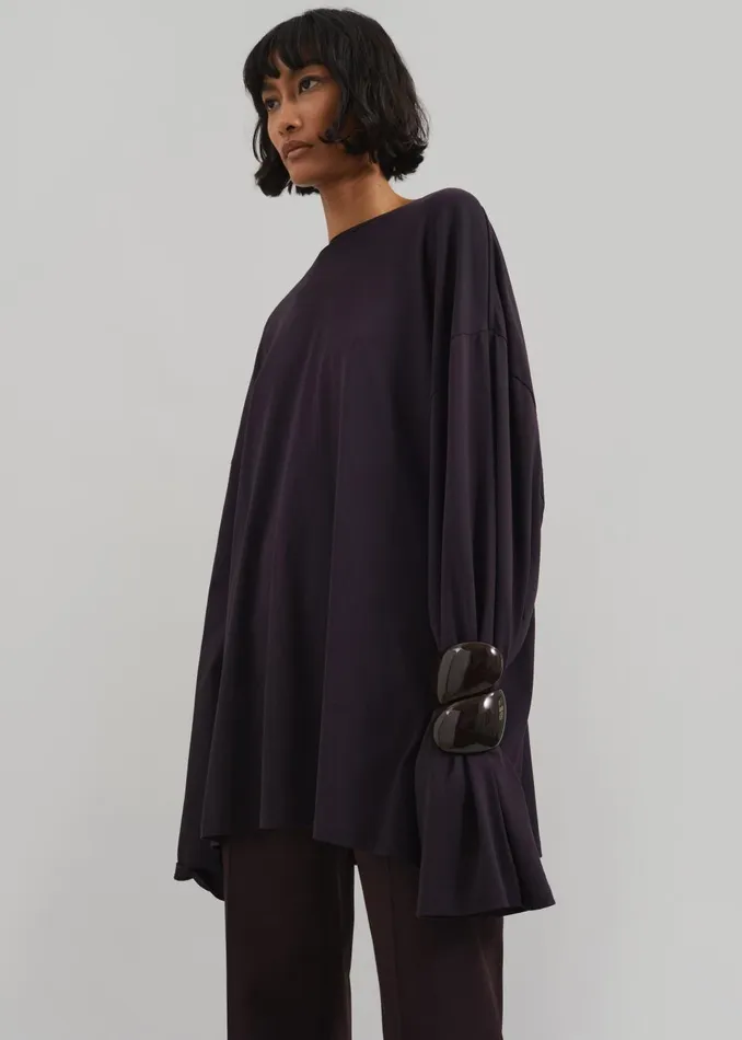 Women Rio Oversized Sleeve Tee 8211 Dark Plum The Frankie Shop Tops
