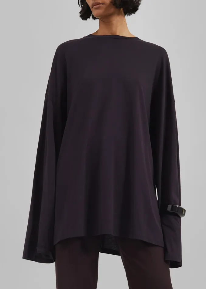 Women Rio Oversized Sleeve Tee 8211 Dark Plum The Frankie Shop Tops