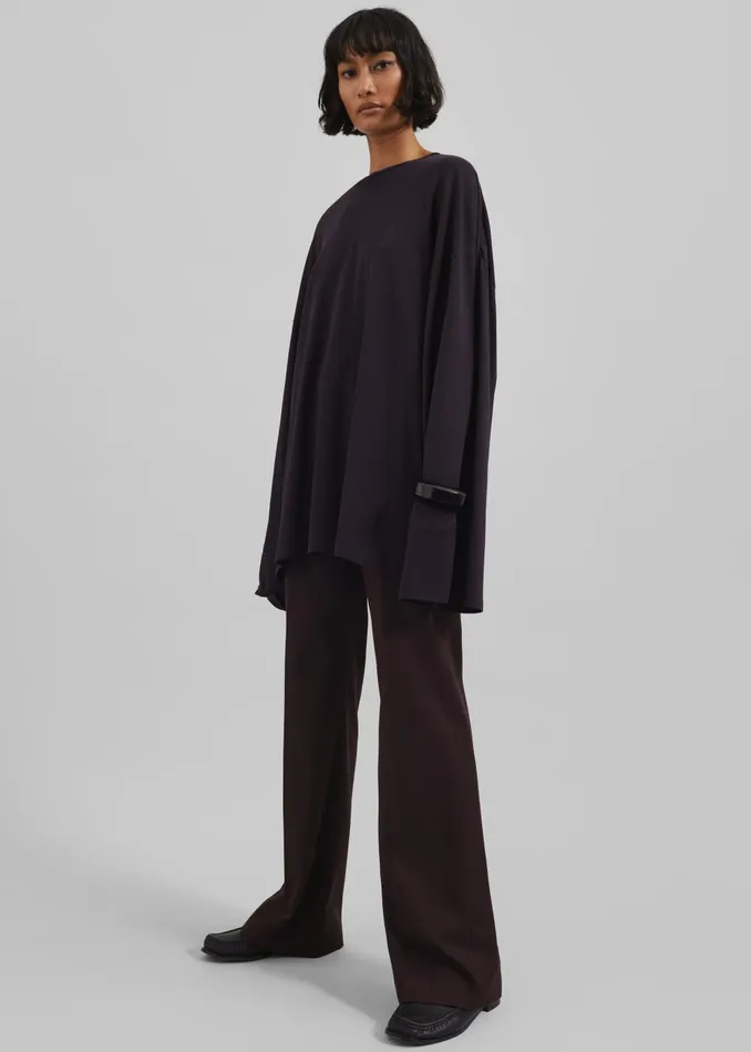 Women Rio Oversized Sleeve Tee 8211 Dark Plum The Frankie Shop Tops
