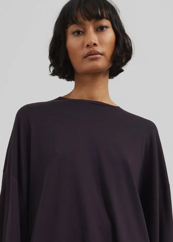 Women Rio Oversized Sleeve Tee 8211 Dark Plum The Frankie Shop Tops