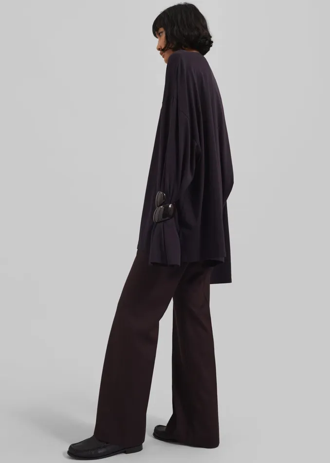 Women Rio Oversized Sleeve Tee 8211 Dark Plum The Frankie Shop Tops