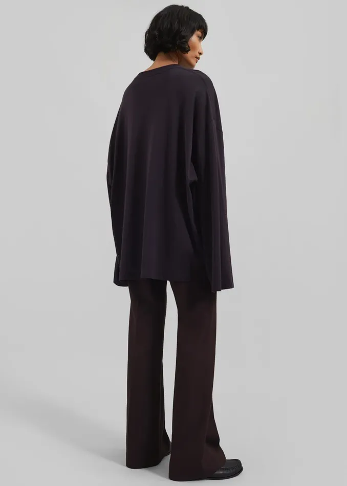 Women Rio Oversized Sleeve Tee 8211 Dark Plum The Frankie Shop Tops