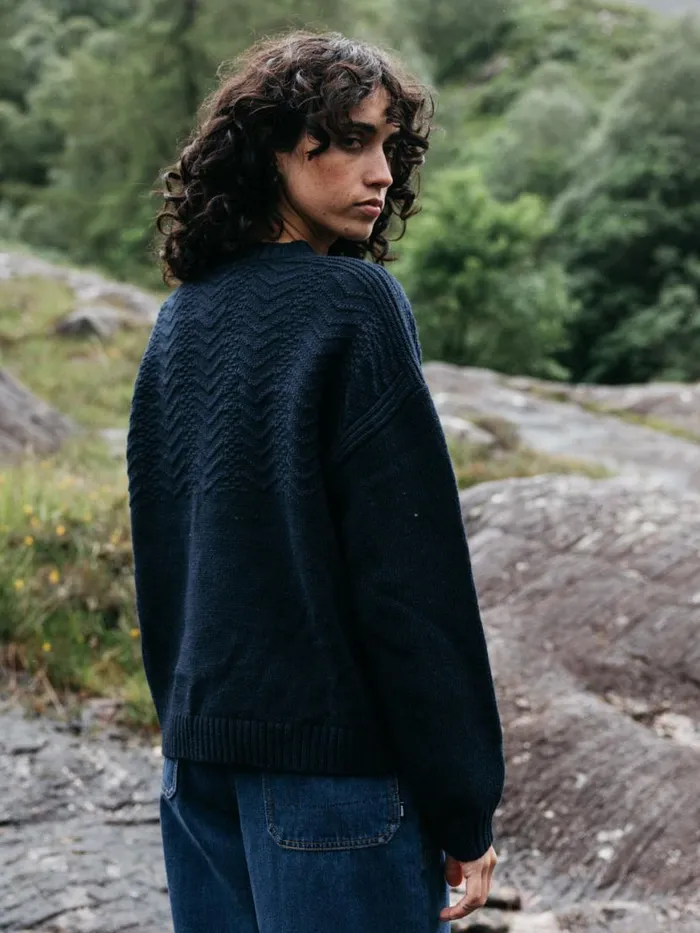 Women RNLI Polperro Jumper Navy Finisterre Knitwear