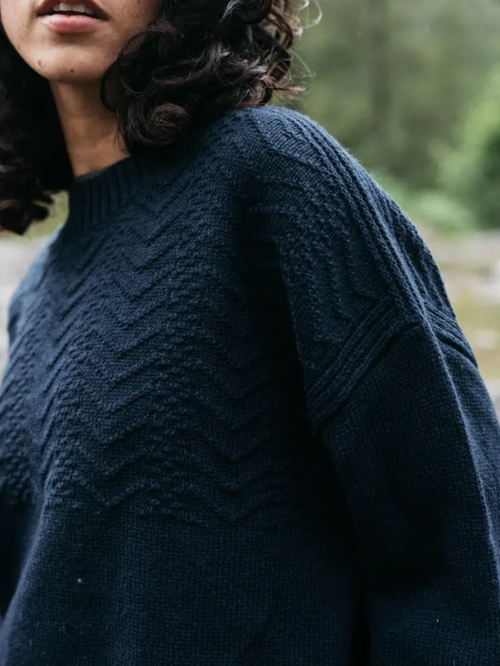Women RNLI Polperro Jumper Navy Finisterre Knitwear