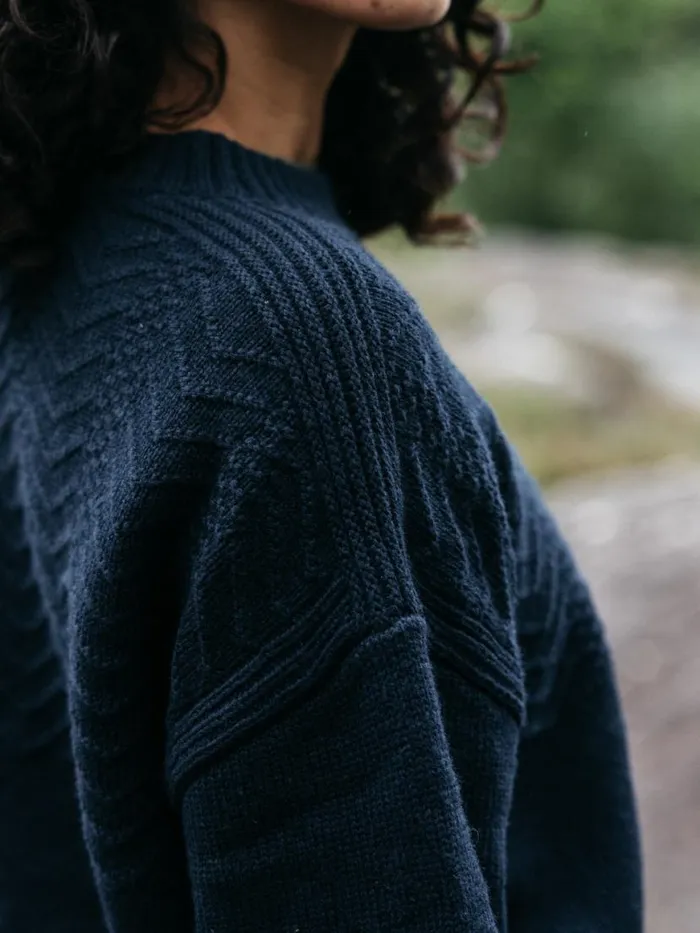Women RNLI Polperro Jumper Navy Finisterre Knitwear