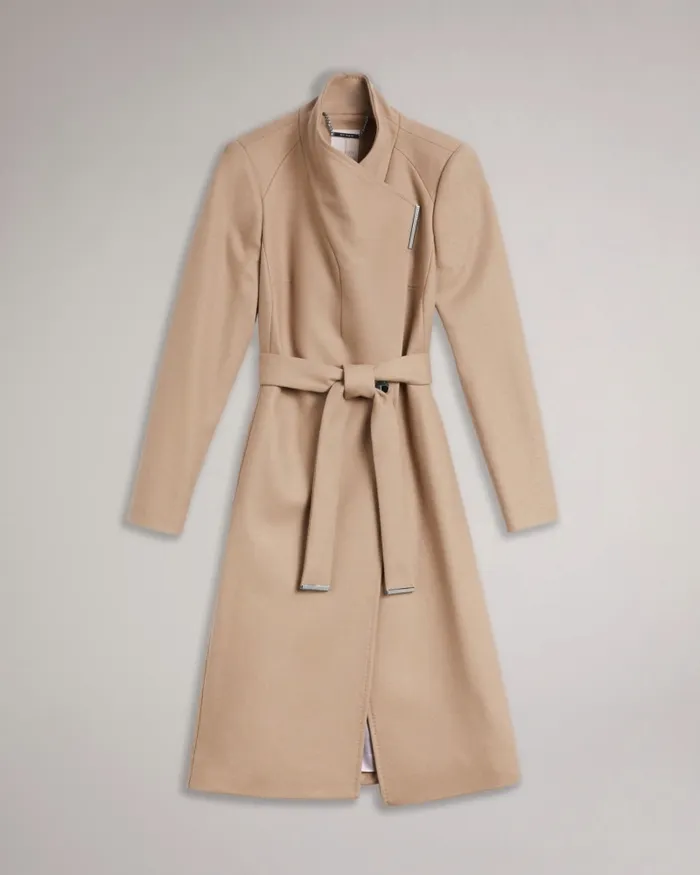 Women ROSE 8211 Wool Wrap Coat Camel Ted Baker Coats and Jackets