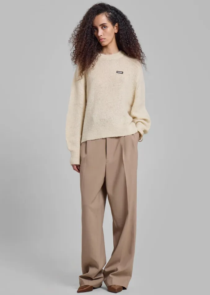 Women Rotate Light Knit Logo Sweater 8211 Egret The Frankie Shop Knitwear