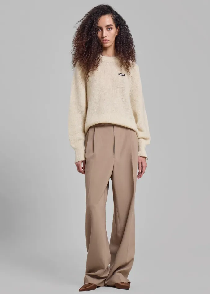 Women Rotate Light Knit Logo Sweater 8211 Egret The Frankie Shop Knitwear