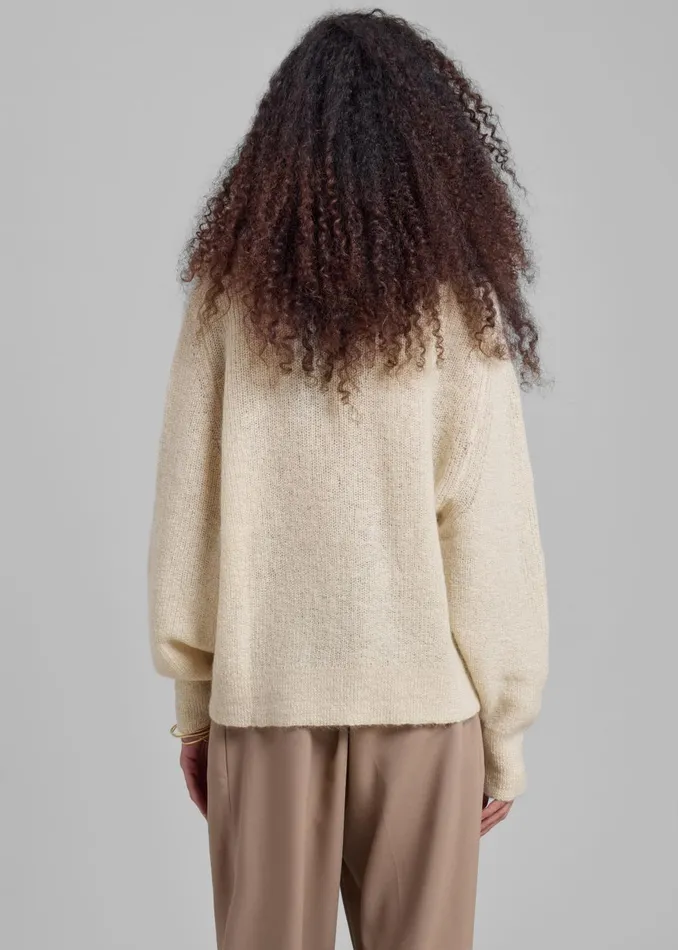 Women Rotate Light Knit Logo Sweater 8211 Egret The Frankie Shop Knitwear
