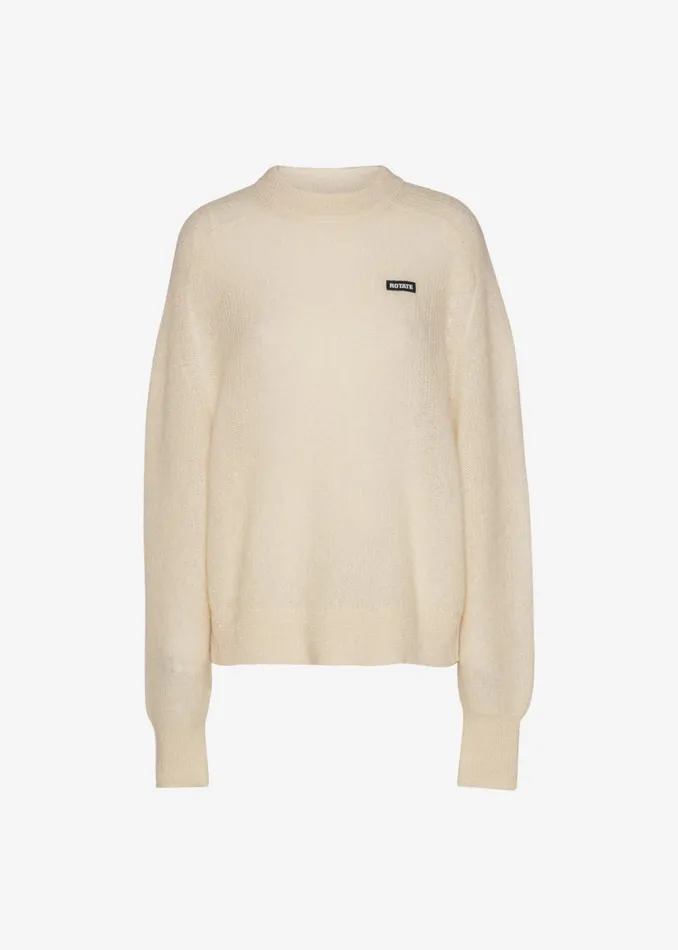 Women Rotate Light Knit Logo Sweater 8211 Egret The Frankie Shop Knitwear