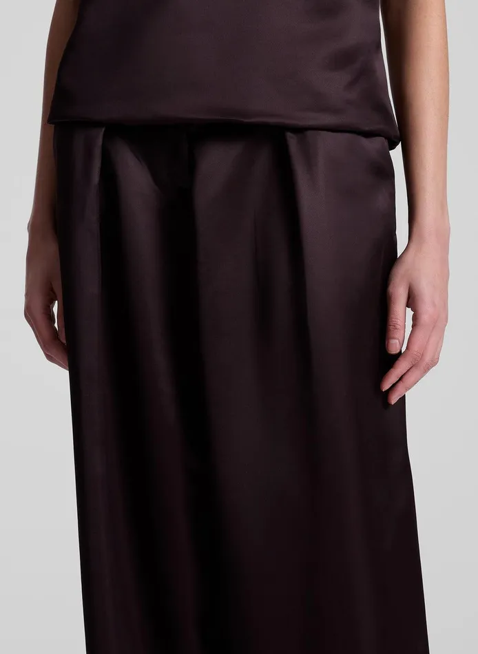 Women Ryder Satin Wide Leg Pant Chocolate Plum ALC Bottoms
