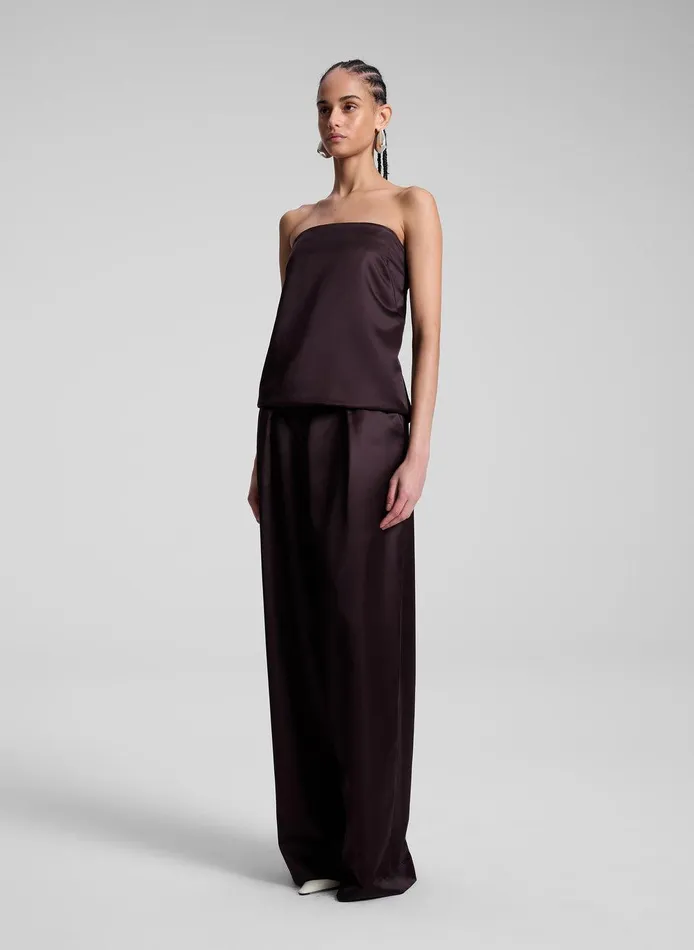 Women Ryder Satin Wide Leg Pant Chocolate Plum ALC Bottoms