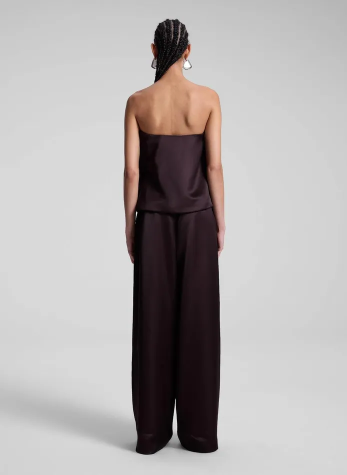 Women Ryder Satin Wide Leg Pant Chocolate Plum ALC Bottoms