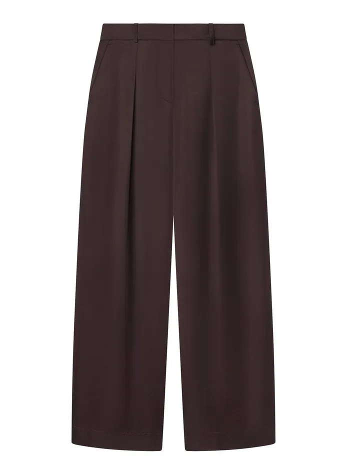 Women Ryder Satin Wide Leg Pant Chocolate Plum ALC Bottoms