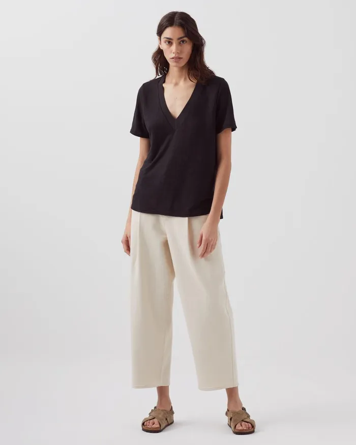 Women Sarah 8211 Linen VNeck TShirt Black Beauty Comptoir Des Cotonniers TShirts