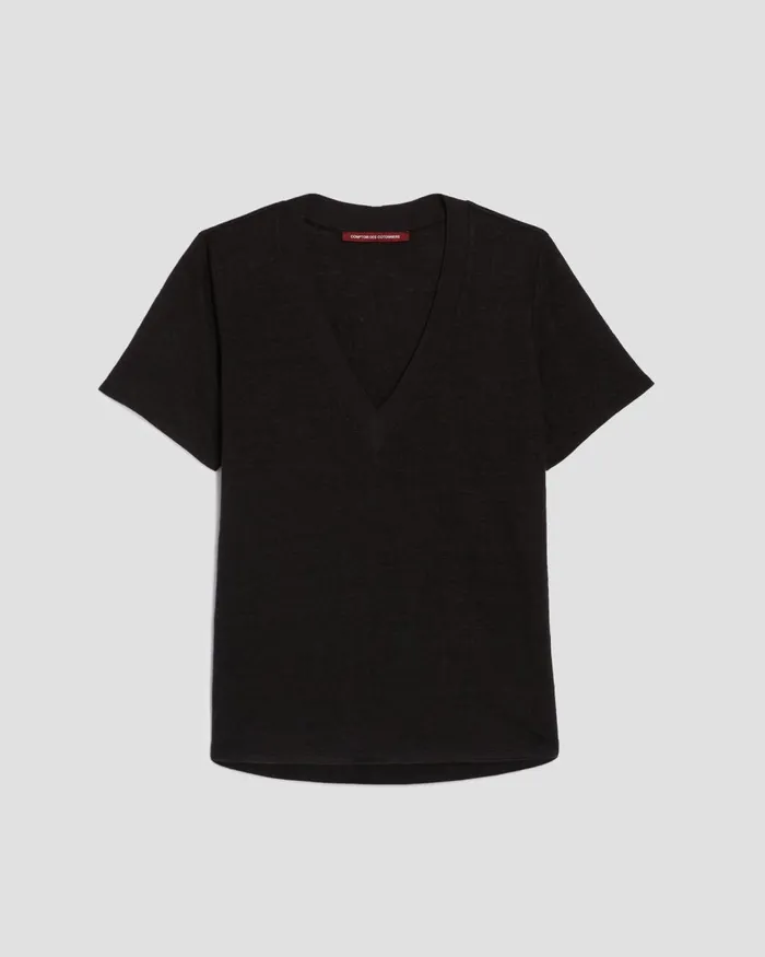 Women Sarah 8211 Linen VNeck TShirt Black Beauty Comptoir Des Cotonniers TShirts