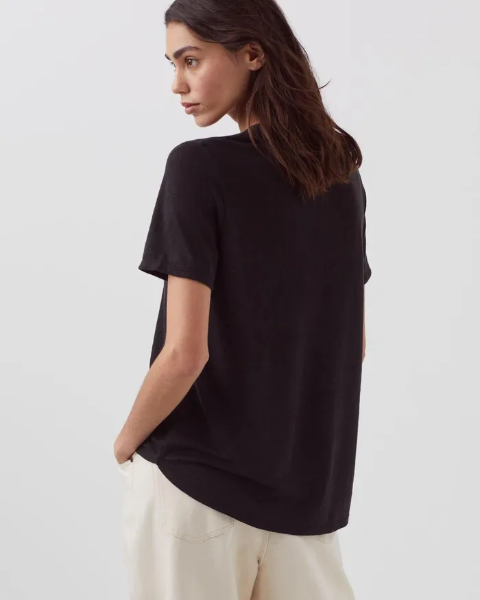 Women Sarah 8211 Linen VNeck TShirt Black Beauty Comptoir Des Cotonniers TShirts