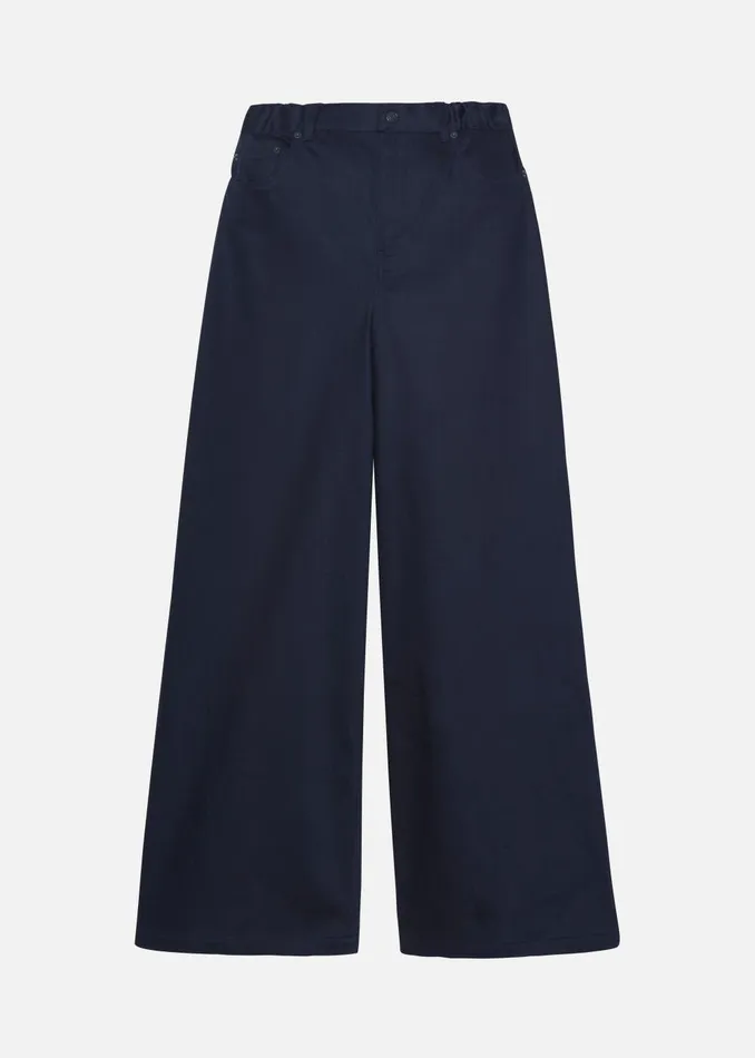 Women Sasha Wide Leg Twill Pants 8211 Navy The Frankie Shop Bottoms