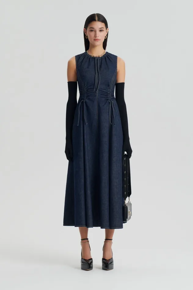 Women Scanlan Theodore DENIM CARGO DRESS INDIGO Denim