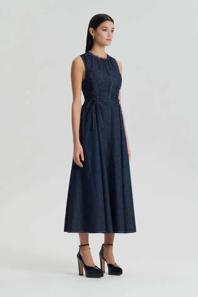 Women Scanlan Theodore DENIM CARGO DRESS INDIGO Denim Women Scanlan Theodore DENIM CARGO DRESS INDIGO Denim