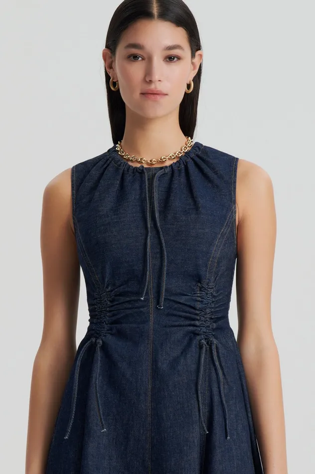 Women Scanlan Theodore DENIM CARGO DRESS INDIGO Denim Women Scanlan Theodore DENIM CARGO DRESS INDIGO Denim
