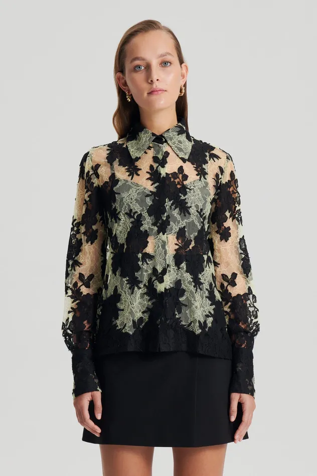 Women Scanlan Theodore FRENCH LACE SHIRT LEMON Shirts Women Scanlan Theodore FRENCH LACE SHIRT LEMON Shirts