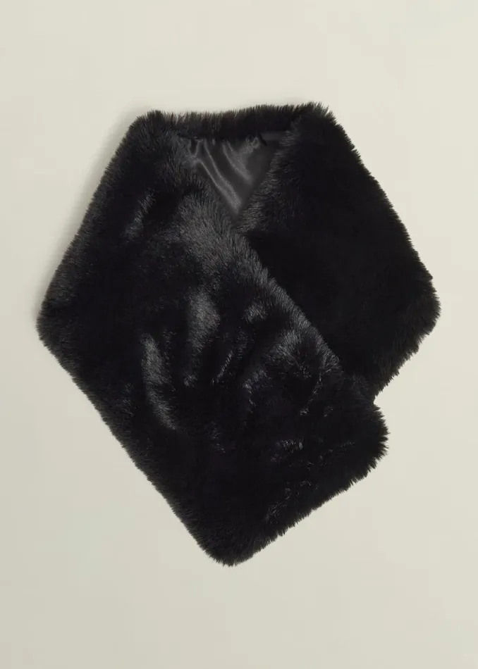 Women Scarves Hobbs Christie Fur Scarf Black