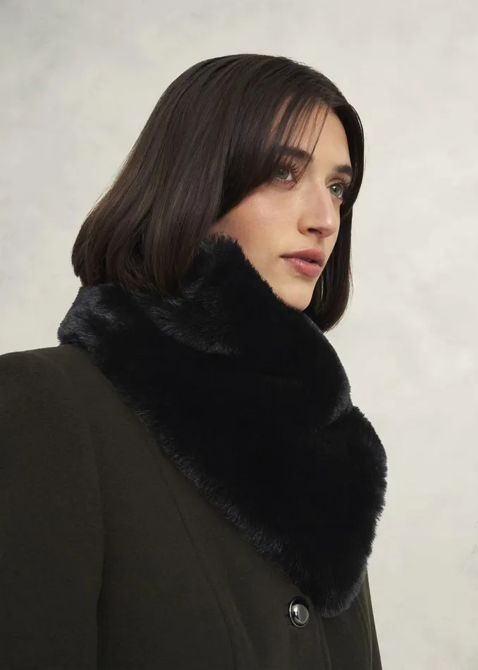 Women Scarves Hobbs Christie Fur Scarf Black