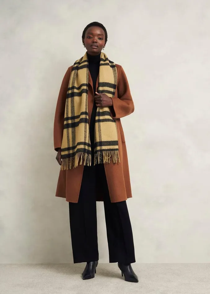 Women Scarves Hobbs Ruth Wool Scarf Camel Multi