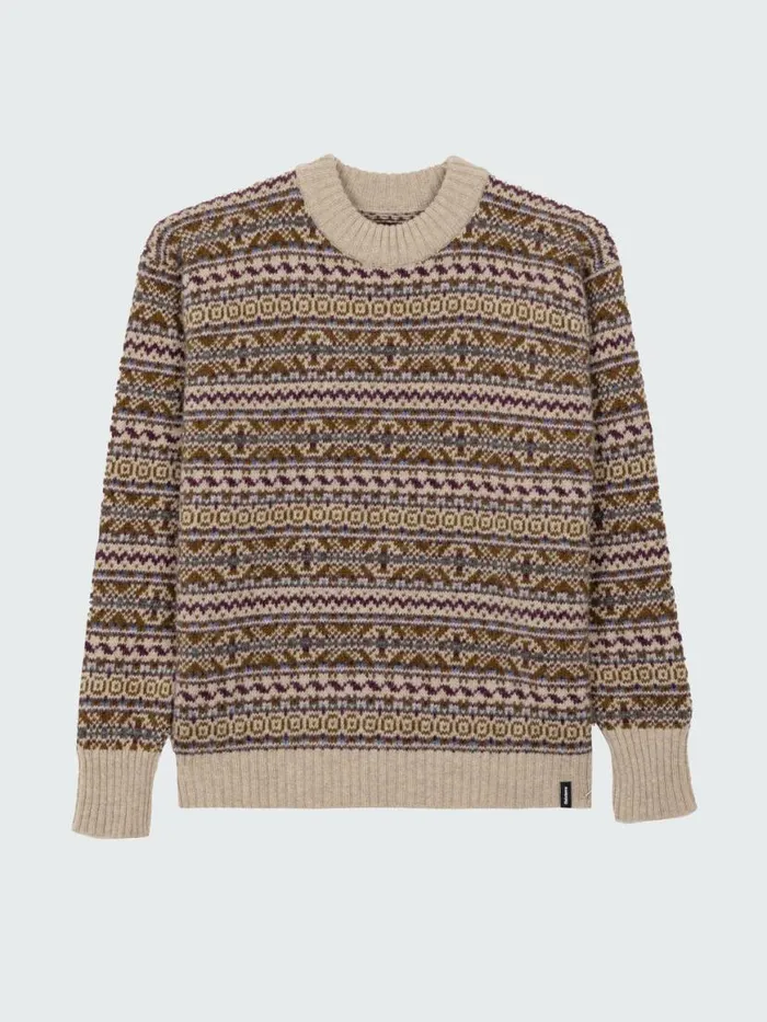 Women Shetland Fair Isle Jumper Black Cherryecruheather Mist Multi Finisterre Knitwear