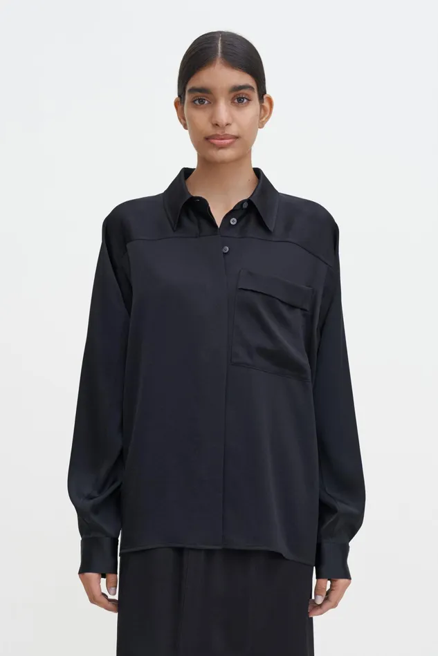 Women Shiny Pocket Blouse Black Filippa K Shirts and Blouses